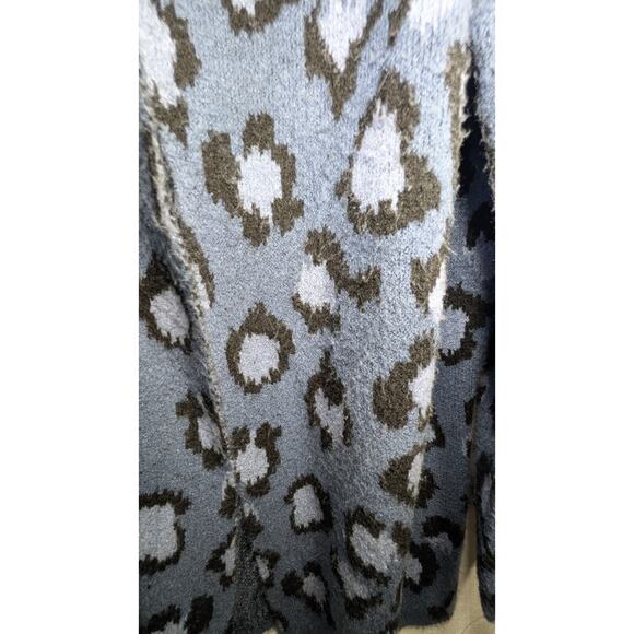 Denim & Co. Womens Jacquard Long-Sleeve Open-Front Cardigan XL Blue Animal Print - Picture 5 of 7